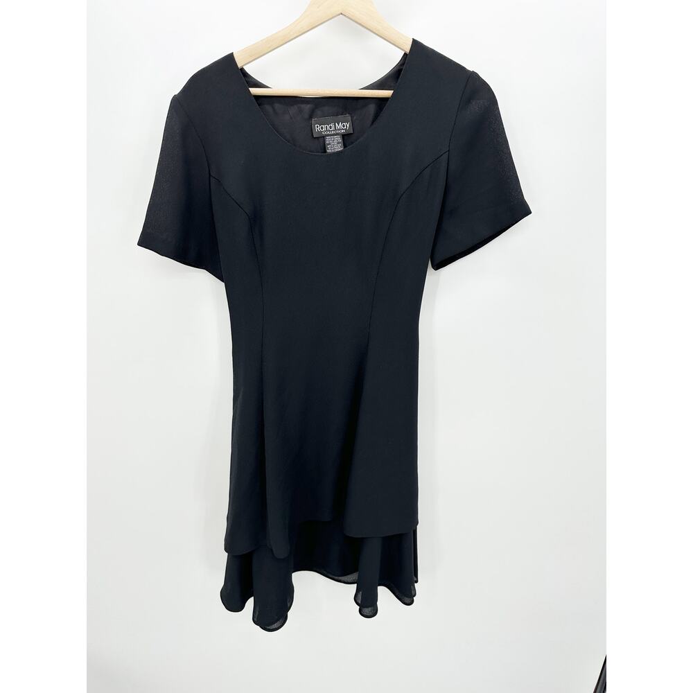 Randi May Collection Black Short Sleeve‎ Mini Layered Dress Womens Size 8